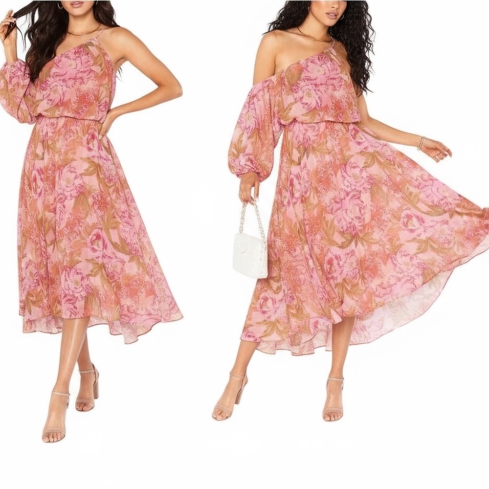 Show Me Your MuMu Garden Floral Pink One
Shoulder Event Midi Dress